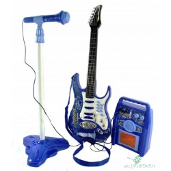 Elektrinė gitara su stiprintuvu , stendu ir mikrofonu.