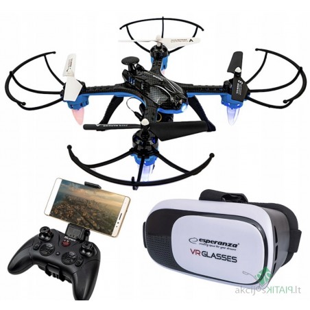 Dronas su WIFI kamera ir VR akiniais