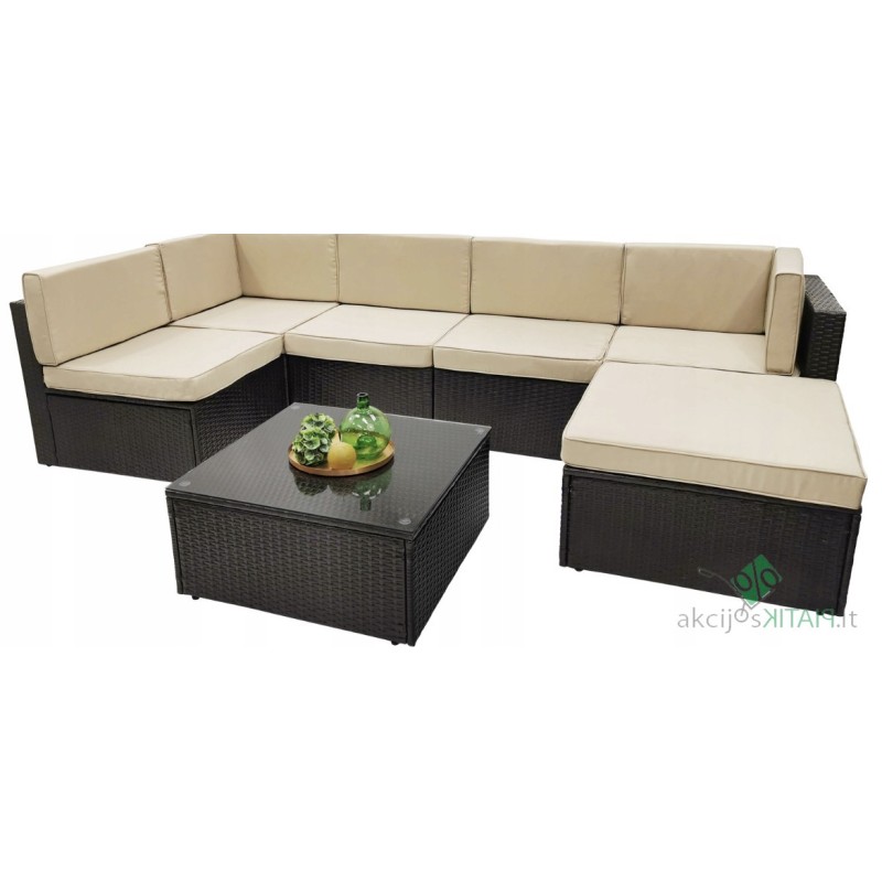 Sodo baldų komplektas Contrast metal brown 7 vnt.